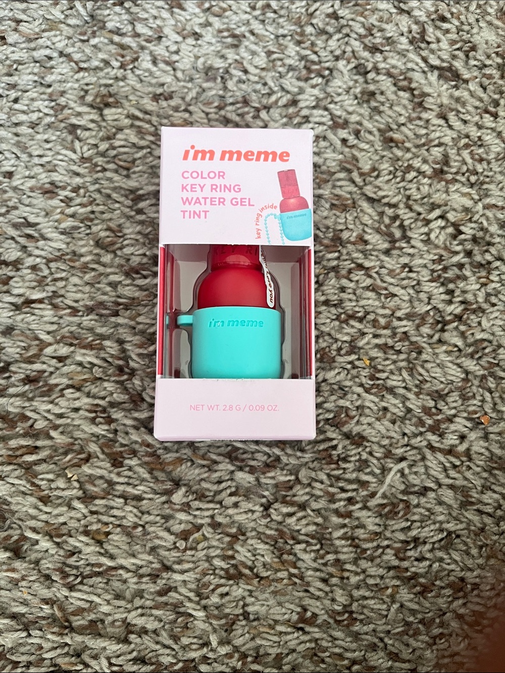 I'm Meme Color Key Ring Water Gel Tint — Red Tint with Aqua Case